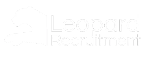 Leopard Recruitment logo featuring a stylized leopard silhouette and bold text in white.